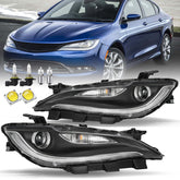 VehicleAid Headlights For 2015-2017 Chrysler 200 Black